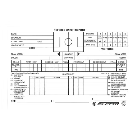 Eletto Match Report Sheets